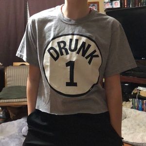 Light grey “Drunk 1” crop top with raw edge